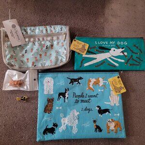 Dog pouches, pin, and cable bite